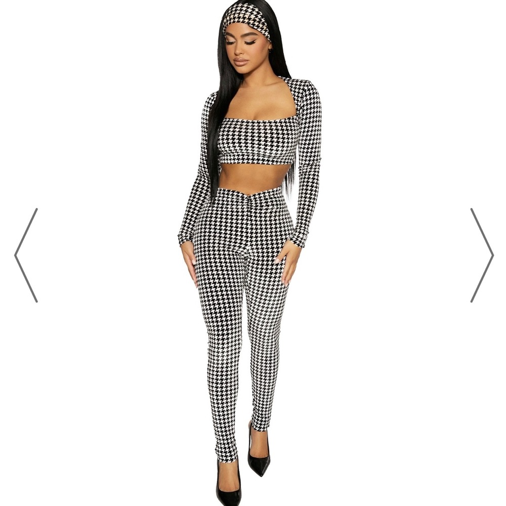 Naked Wardrobe houndstooth velvet pants